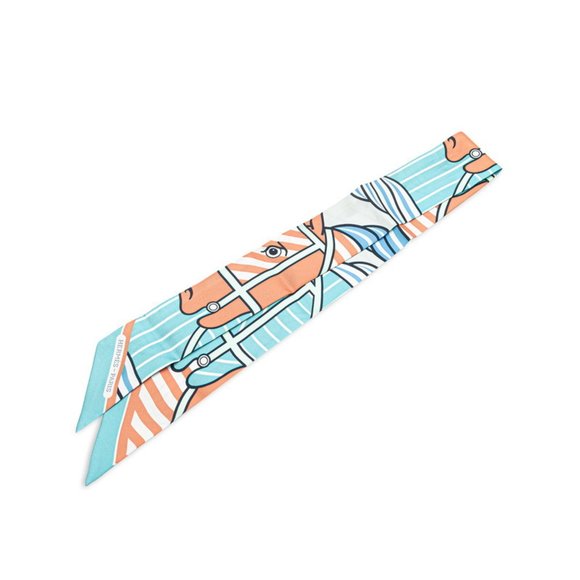 Hermès Twilly Quadrige Bayadere Scarf, Blue, Pink, Multicolor, Silk, Women's,... - Picture 1 of 5